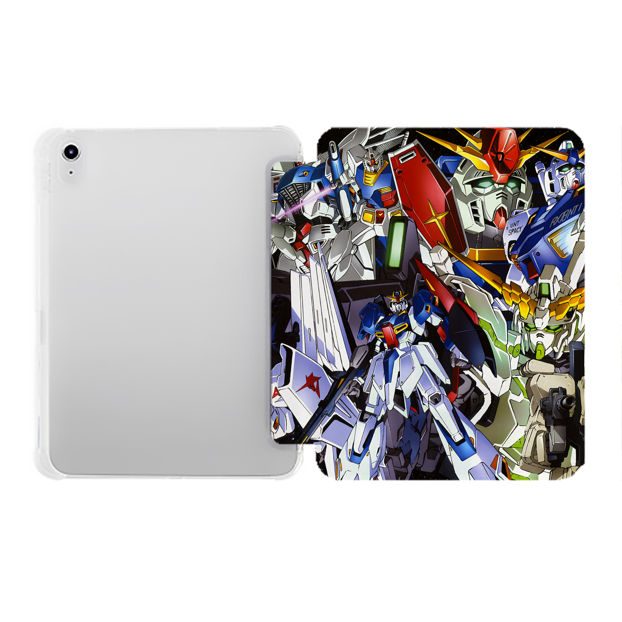 （画像用） 機動戦士ガンダム Mobile Suit Gundam IPad ケース ペン収納付き 三つ折りスタンド PUレザー×シリコン 対応機種9.5/10.5/10.9インチ